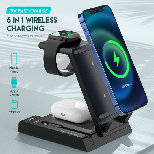 Factory Wholesale Six-in-one Wireless Charger Suitable For Apple Mobile Phone Watch Headset Desktop Wireless Charging Bracket