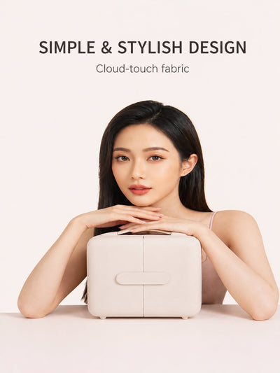 2026 New Makeup Bag with 3C LED Lighted Mirror, Large Capacity Tech-Style Cosmetic Storage Case, Portable Foldable Vanity Organi