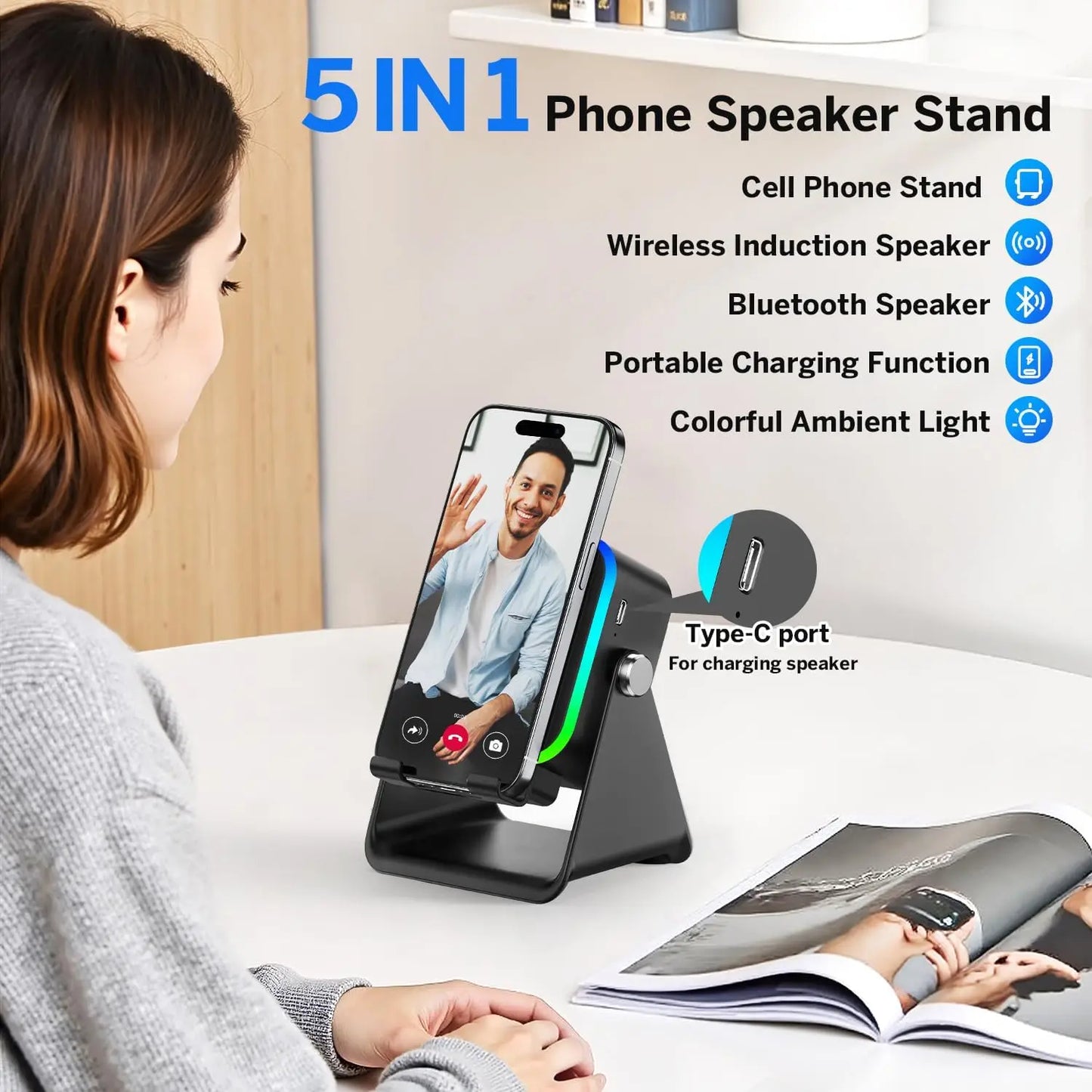 Smart RGB Phone Holder Speaker