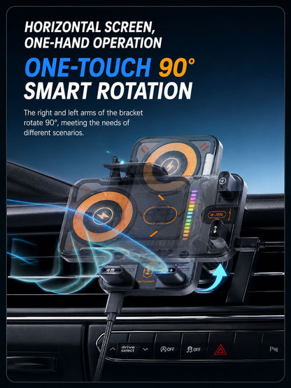 Smart Auto-Clamping 15W Wireless Car Charger & Phone Holder with Infrared Sensor and 360° Rotation