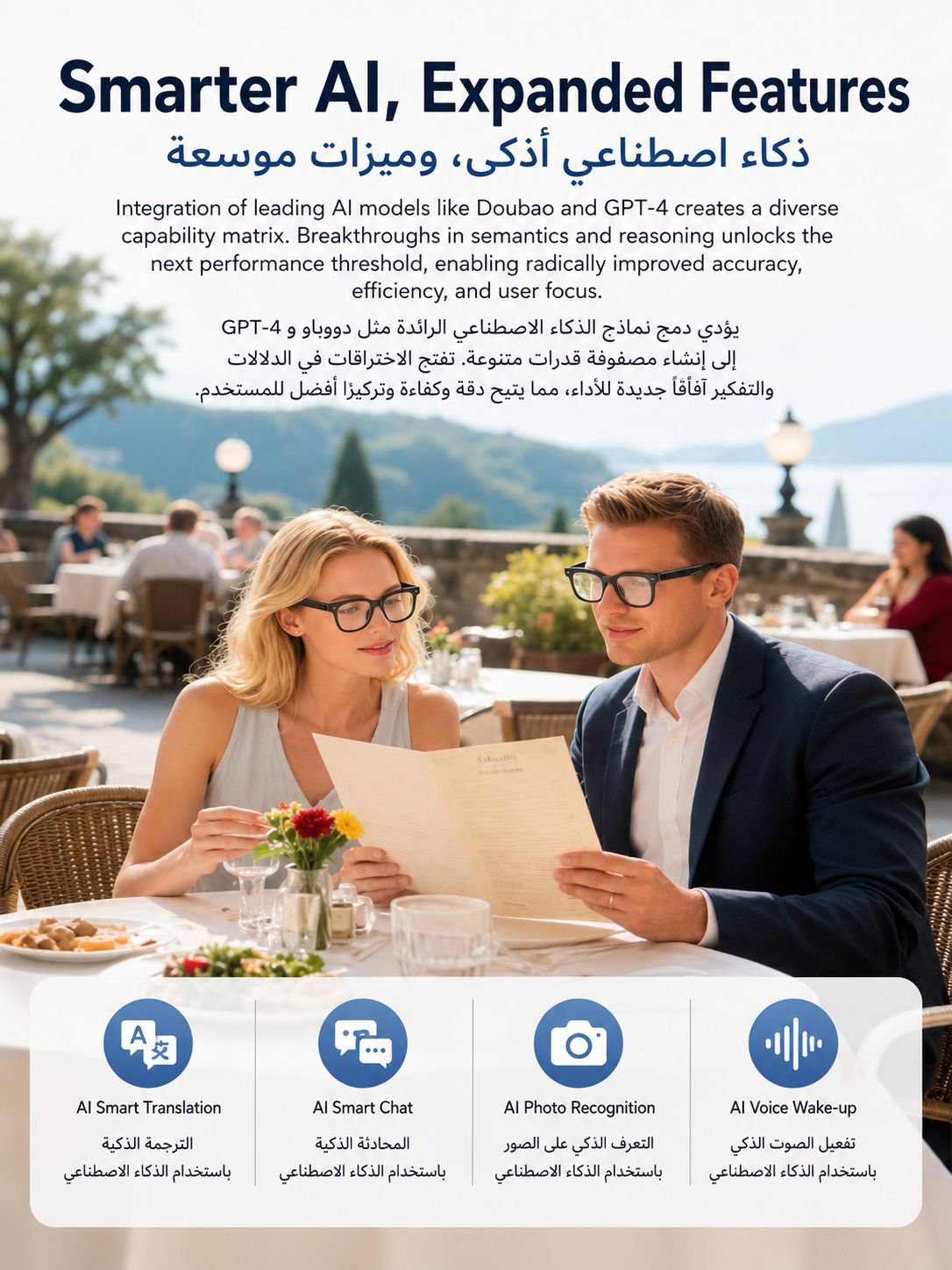 M02S AI Smart Translation Glasses With 8Mp Camera