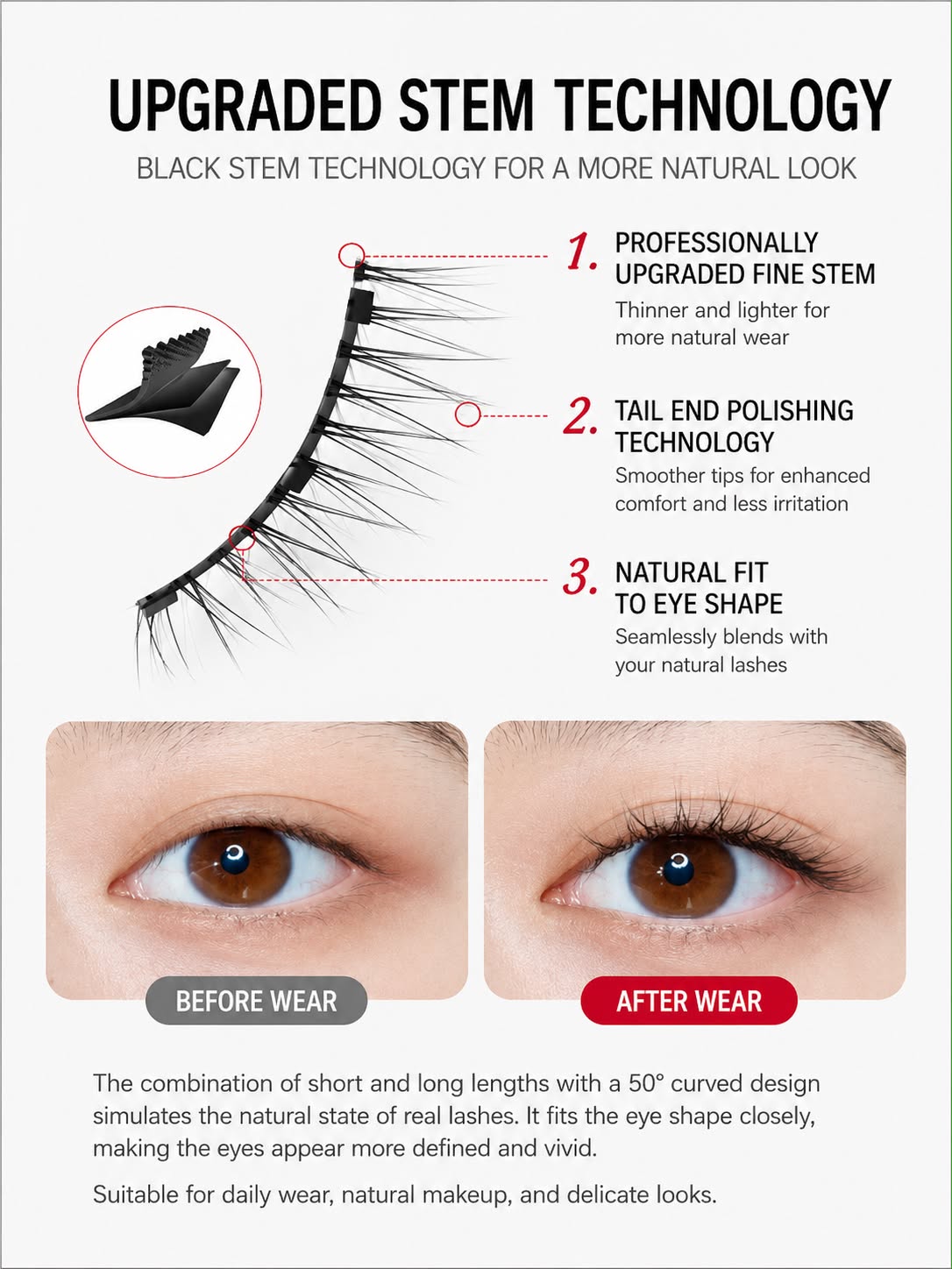 Fox Magnetic False Eyelashes – Natural Camellia Style