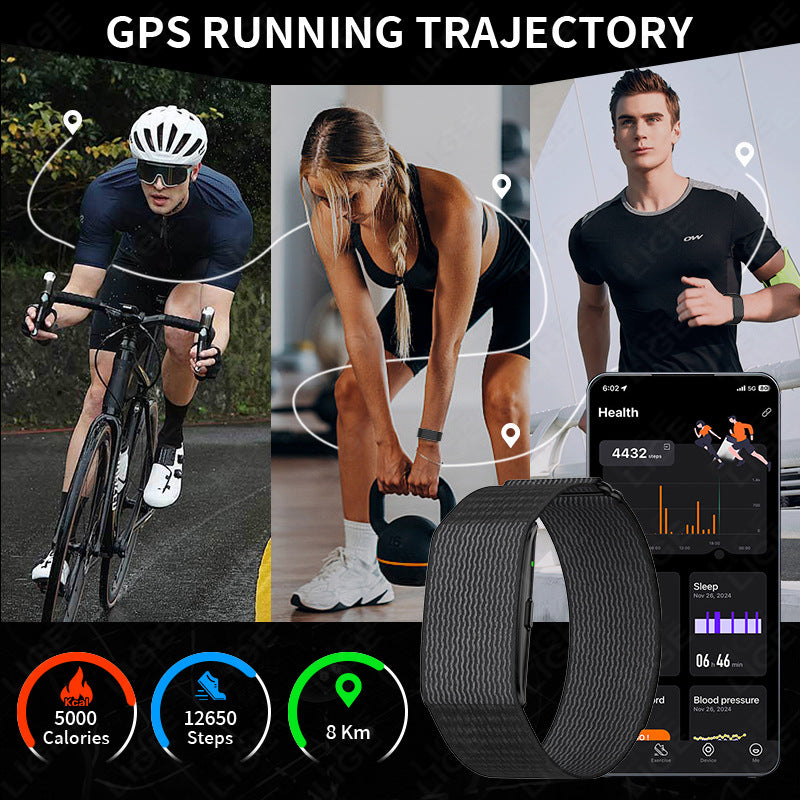 Cross-border New Screen-less Smart Bracelet For Heart Rate, Blood Oxygen And Sleep Detection, Lightweight And Non-sensory Sports Bracelet