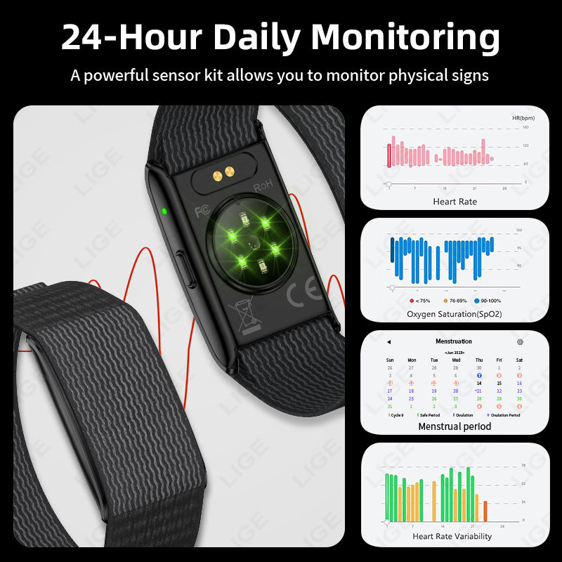 Cross-border New Screen-less Smart Bracelet For Heart Rate, Blood Oxygen And Sleep Detection, Lightweight And Non-sensory Sports Bracelet