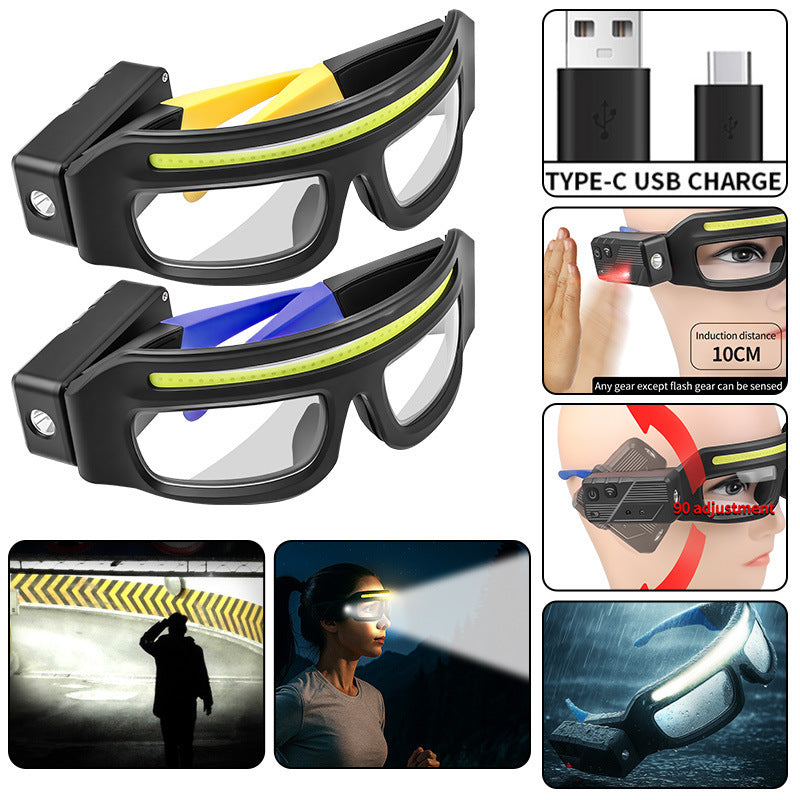 Cross-Border New Model Strong Light Glasses Lamp Smart Sensor Headlamp Xte Multi-Functional Compact Portable Type-C Charging Lamp