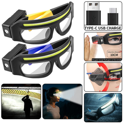 Cross-Border New Model Strong Light Glasses Lamp Smart Sensor Headlamp Xte Multi-Functional Compact Portable Type-C Charging Lamp