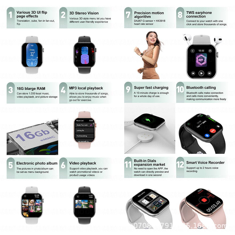Dt Watch 10 Smart Watch Cross-Border Popular Bluetooth Nfc Wireless Charging Ip67 Sports Bracelet Titan