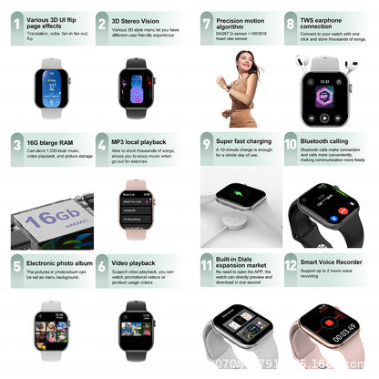 Dt Watch 10 Smart Watch Cross-Border Popular Bluetooth Nfc Wireless Charging Ip67 Sports Bracelet Titan