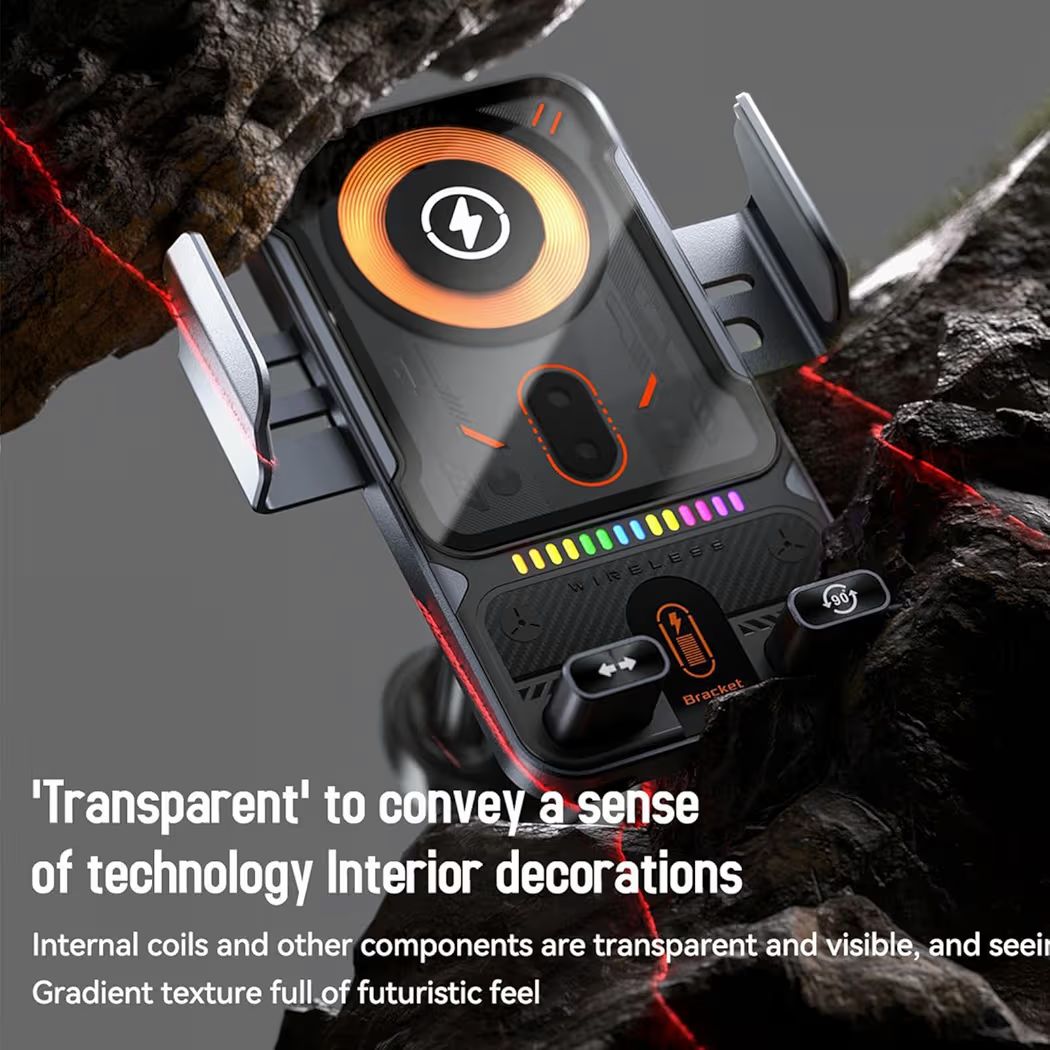 Smart Auto-Clamping 15W Wireless Car Charger & Phone Holder with Infrared Sensor and 360° Rotation