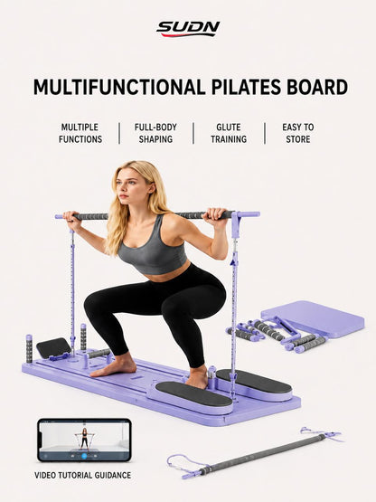 GDSHGS Upgraded Pilates Reformer Machine for Home Multifunctional Abdominal Board Automatic Rebound Ab Roller Wheel Training Board Full Body Workout Equipment