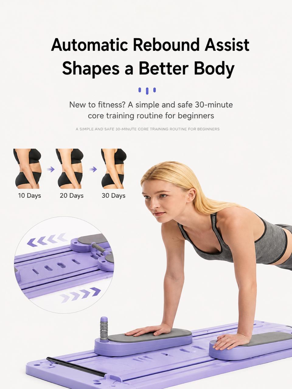 GDSHGS Upgraded Pilates Reformer Machine for Home Multifunctional Abdominal Board Automatic Rebound Ab Roller Wheel Training Board Full Body Workout Equipment